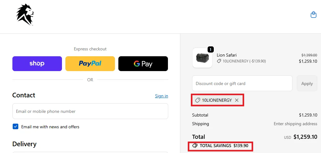 Lionenergy 10% OFF Coupon